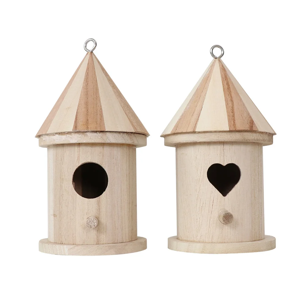 

2Pcs Craft Bird Houses to Wooden Hanging Bird House Bird Houses for Outside Kit Bird House Craft Wood Bird House for Kids