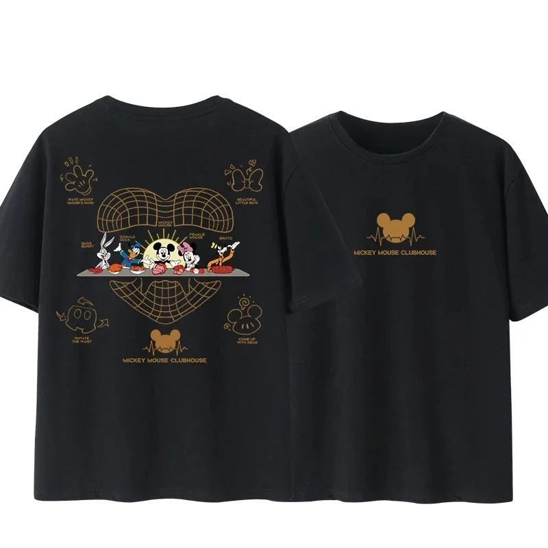 Женская хлопковая Футболка с принтом Дональд Дак и Микки Маус