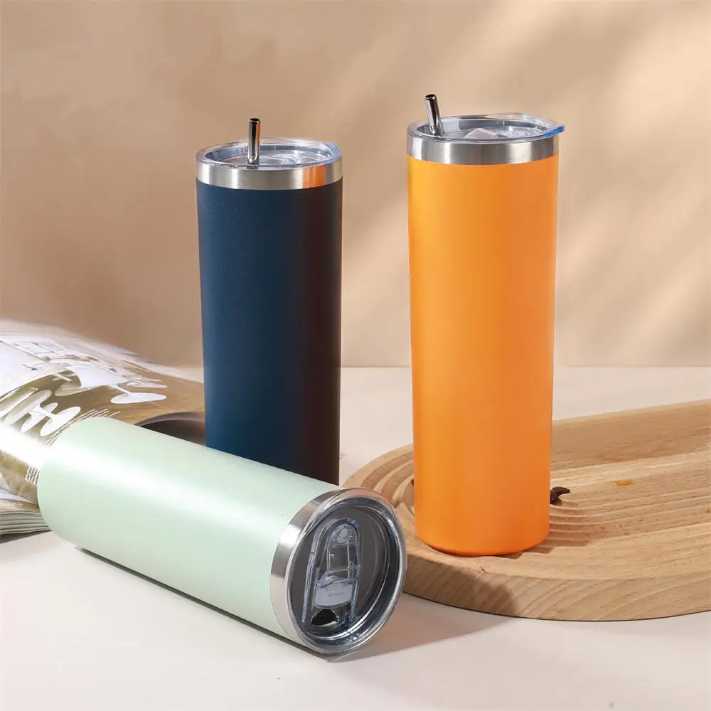 1Pc Stainless Steel Travel Mug Stainless Steel Splash-proof Tumbler Double Wall Coffee Cup Metal Straw Set Vacuum