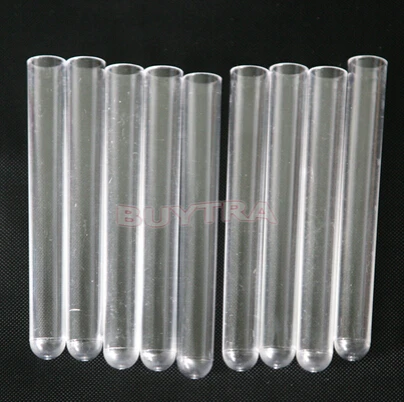 

10 Pcs/Pack 12x100mm Test Tubes Clear Plastic Test Tubes Lab Supplies School Chemistry Laboratory Accessories Stationery