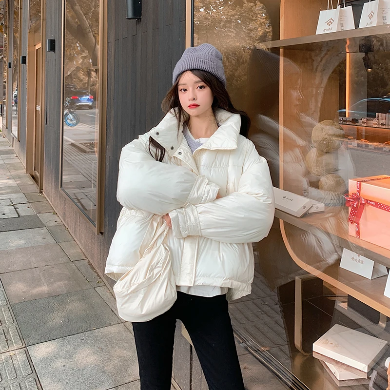 Women's Coat Warm Thick Long-sleeve Puffer Plus Velvet Jackets Overcoat New Winter Down Cotton Loose Parkas Coats Female Outwear