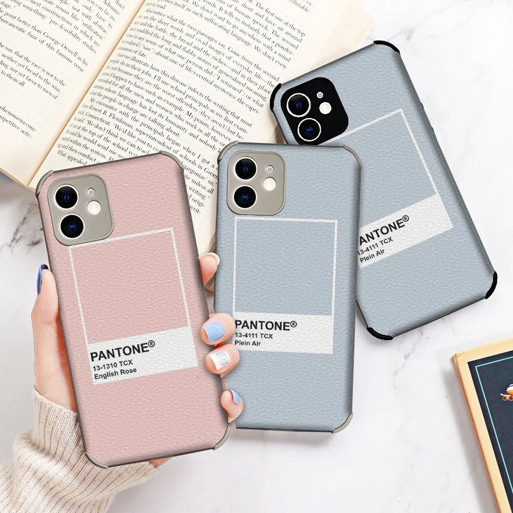 

For iphone 11 cases Iphone 12 13 Pro Max Cover Fashion Luxury Lambskin Coque phone cases Pantone Color Card Phone Soft Cover