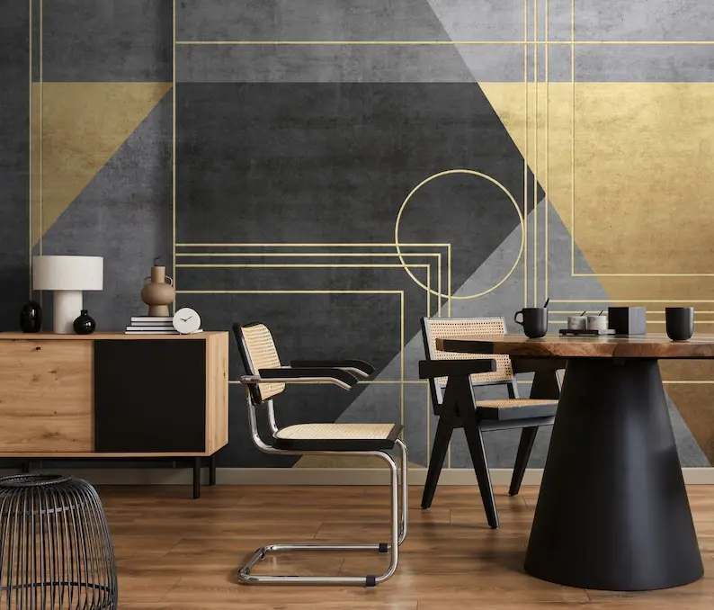 

Abstract Geometric Wallpaper Colorful Concrete Art Wall Mural Peel and Stick