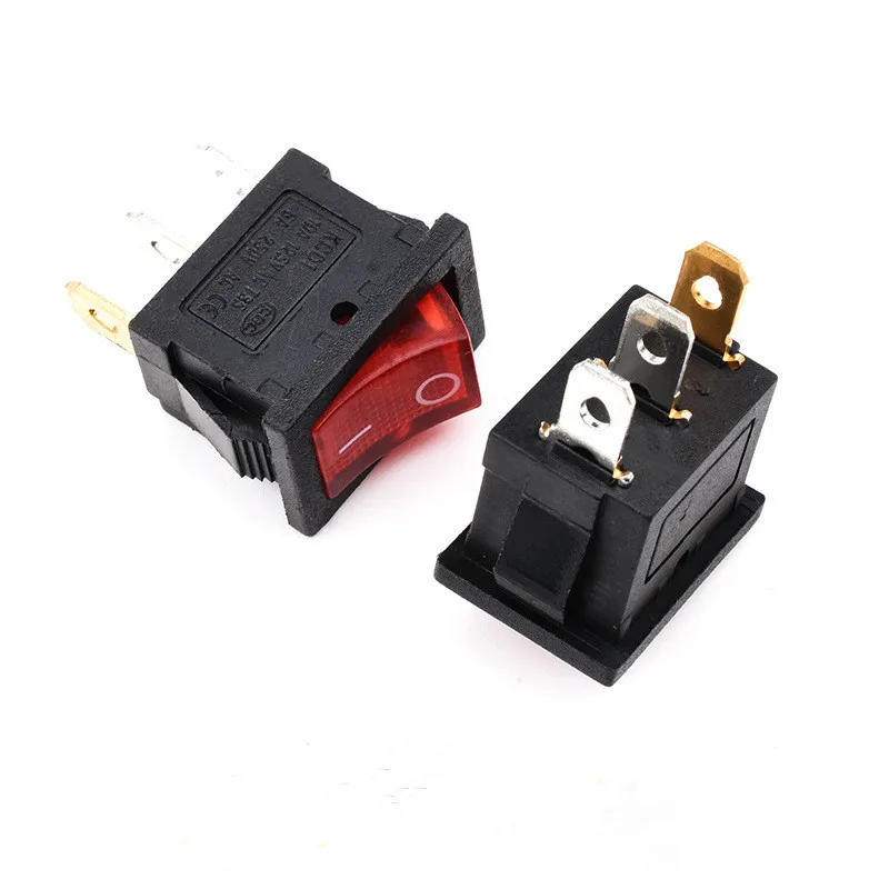 

Рокер-выключатель KCD1 3-х контактный светодиодный красный/желтый/синий/зеленый 6/10А 220В 5шт