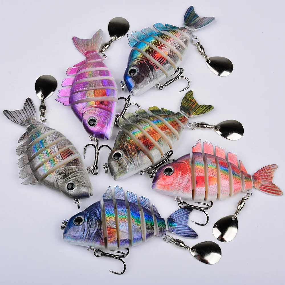 Фото Искусственная приманка Sunfish Swimbait с 6 сегментами и вращающейся лепестковой блесной, 9 см, 24,6 г, имитация для ловли судака, окуня, для пресноводной и морской рыбалки №5