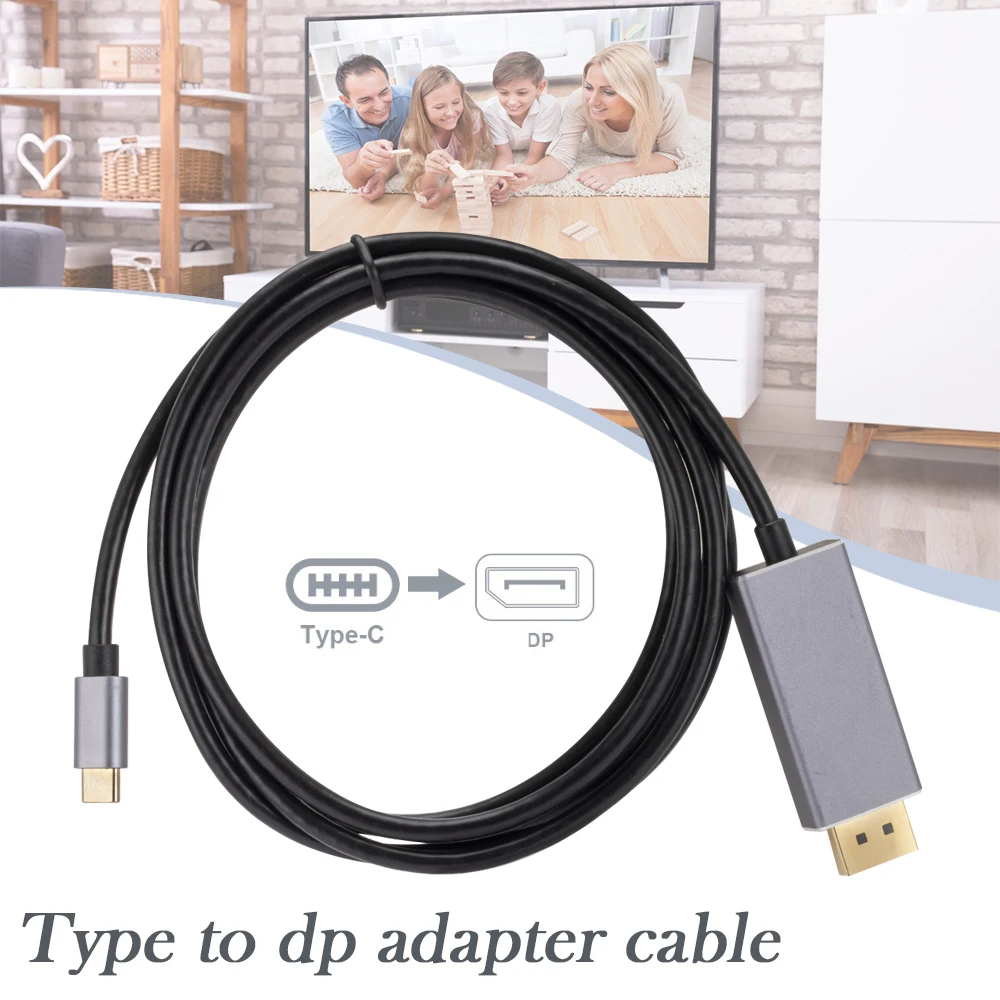 

Adapter Cable Type C to DP Computer Screen Projector Cable Same Screen Tool Fast High Resolution 1.8m Long Type C Equipment