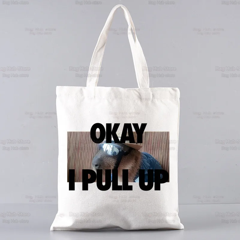 Забавные холщовые сумки для покупок с мультяшным принтом ок I Pull Up