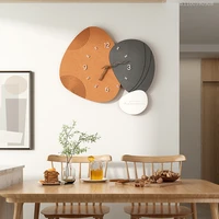modern minimalist wall clock wooden geometric silent clocks single face living room kitchen background wall hanging clock zegary