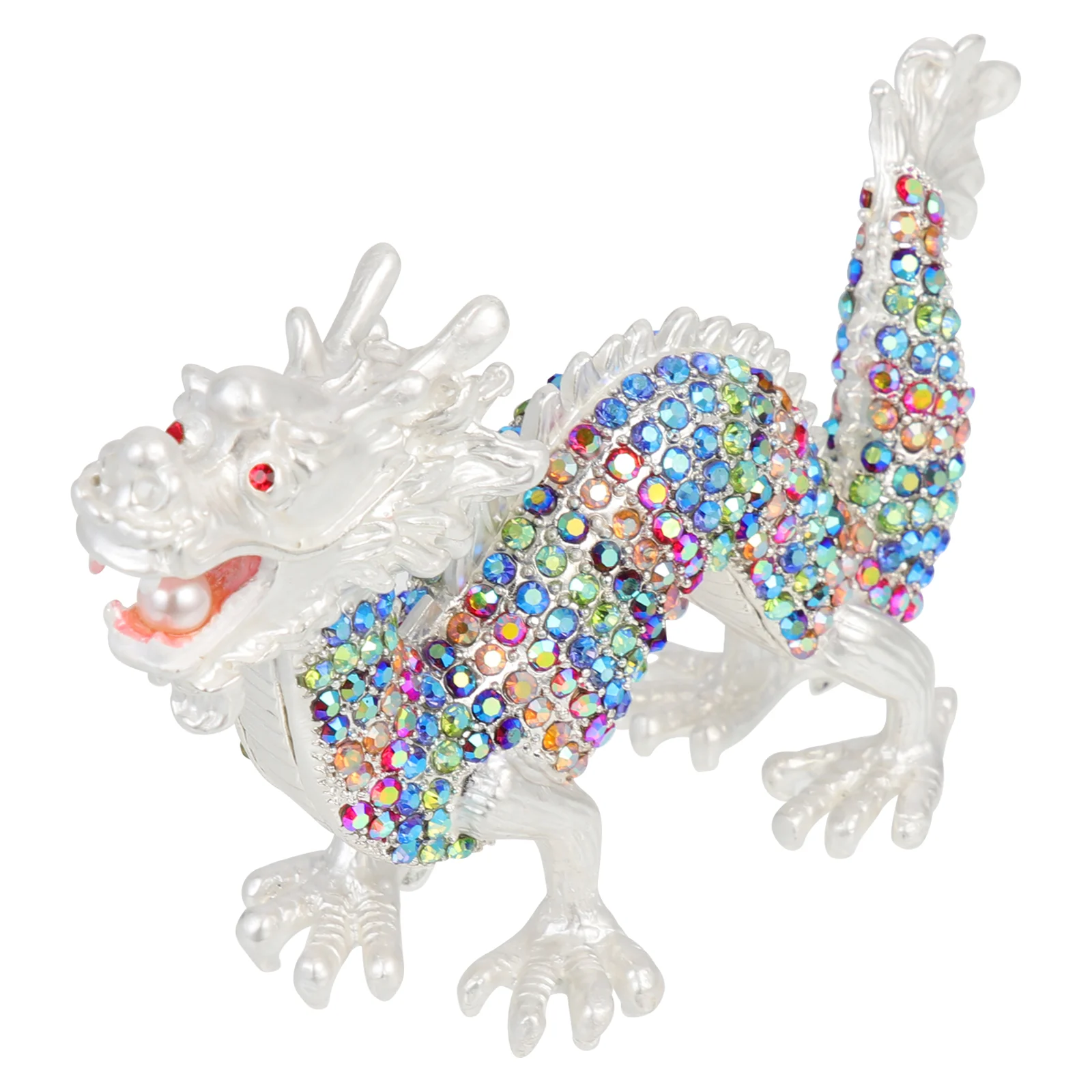 

Dragon Statue Chinese Figurine Sculptureanimal Decor Wealth Lucky Zodiac Desktop Ornament Vintage Rhinestone Good Figurines
