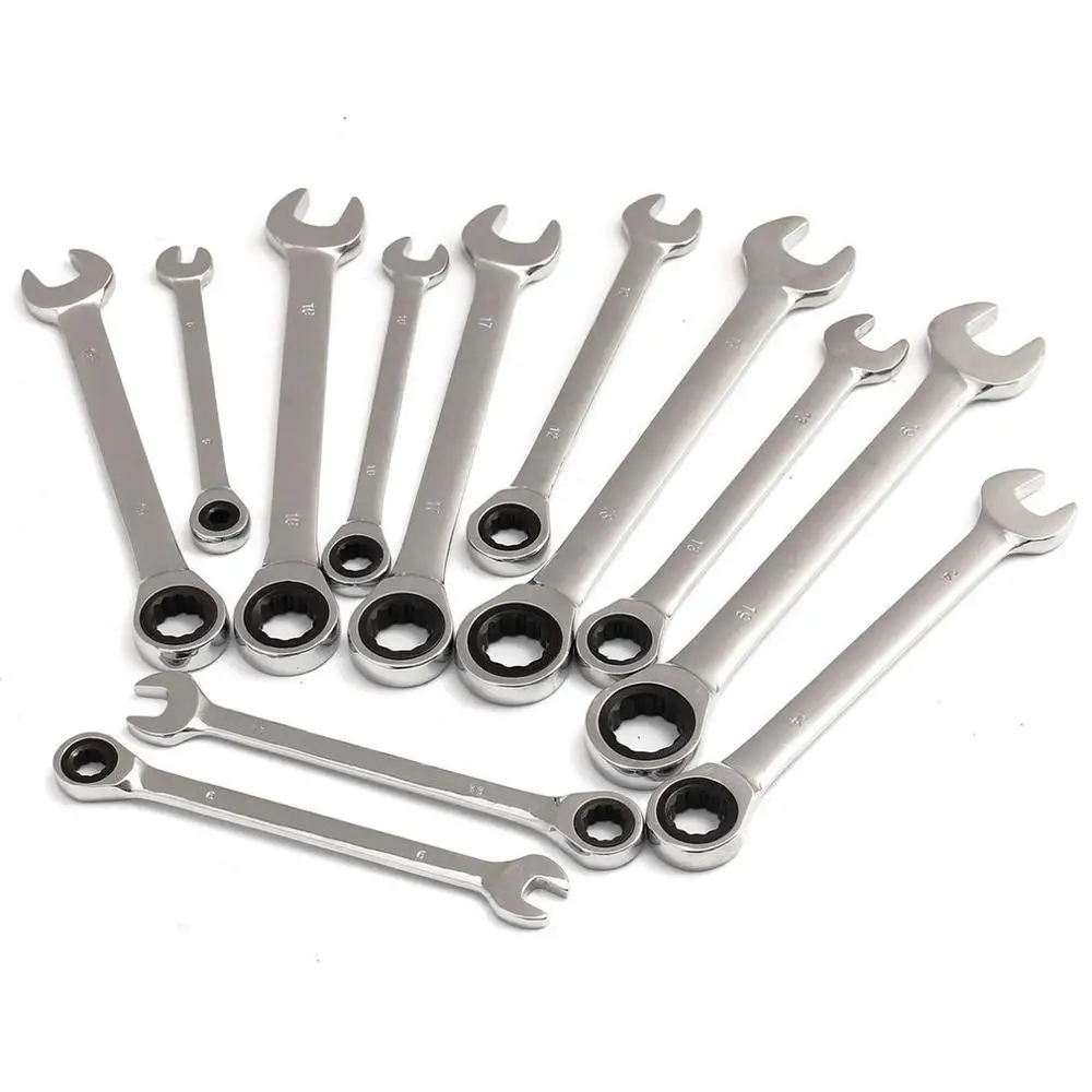

7-32mm Chrome Vanadium Steel Ratchet Combination Wrench Set Torque Gear Spanner Wrenches Set and A Set of Key Hand Tools