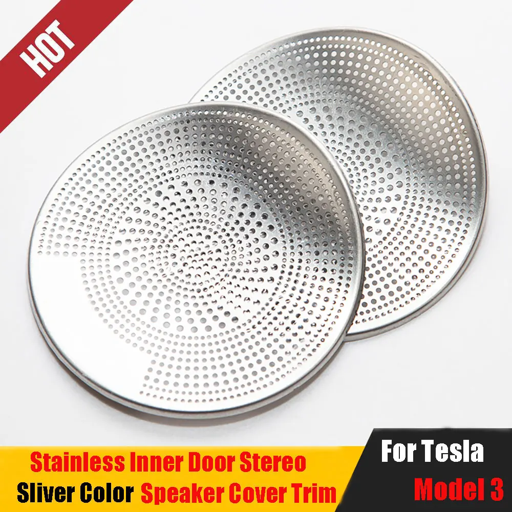 

For Tesla Model 3 Stainless steel Sliver A Pillar Speaker Cover Trim 2017-2023 2PCS