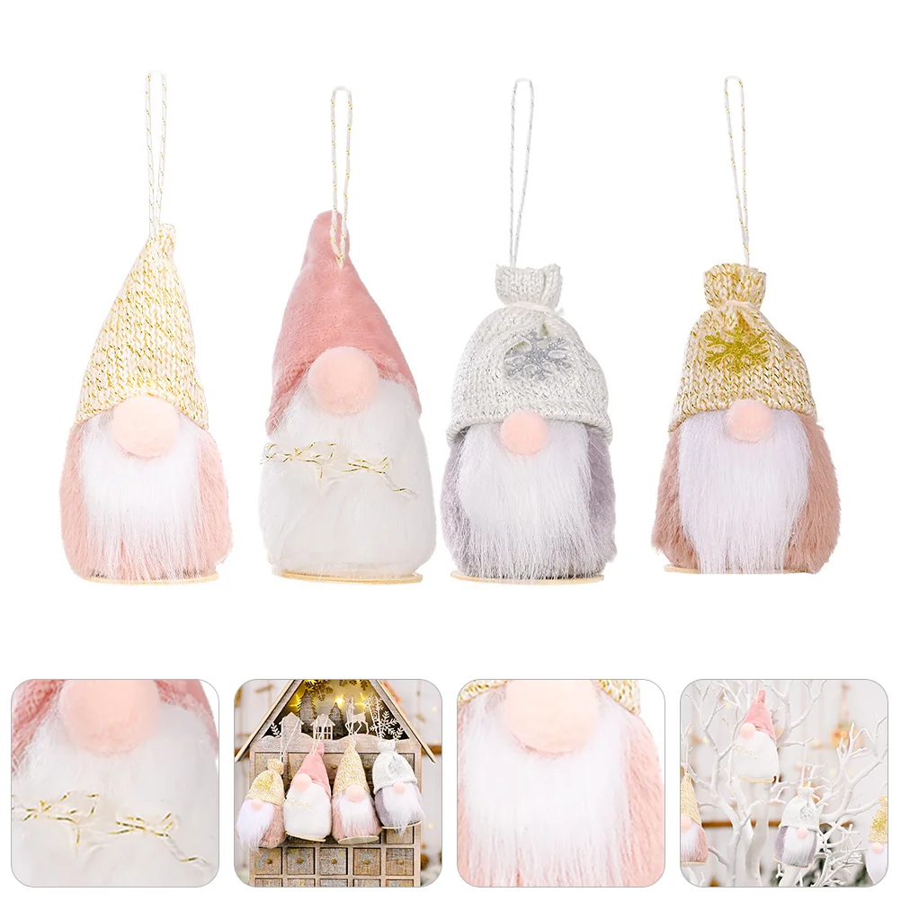 

4 Pcs Christmas Hanging Ornaments Ornaments Plush Christmas Elf Christmas Tree Decorations Gnome Adornments