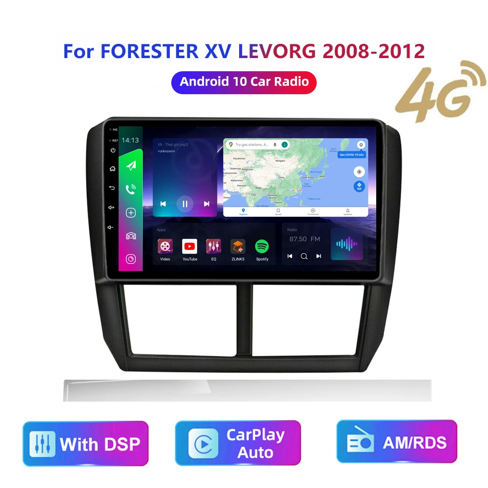 

HD multimedia 9inch car stereo radio android GPS wireless carplay/auto 4G AM/RDS/DSP for Subaru Forester 2008-12