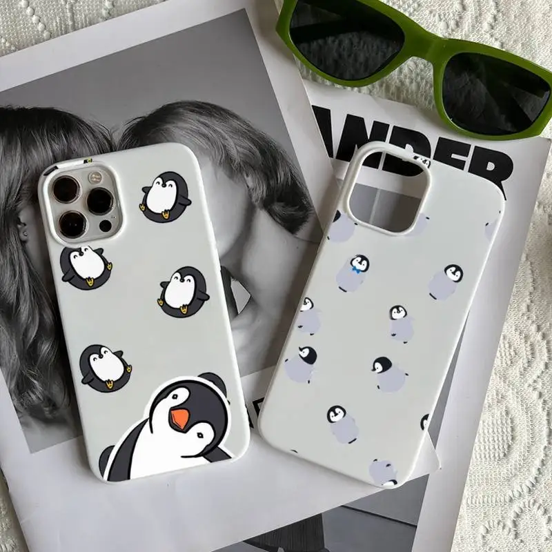 

Bear Penguin cute cartoon Phone Case Candy Color for iPhone 6 7 8 11 12 13 s mini pro X XS XR MAX Plus