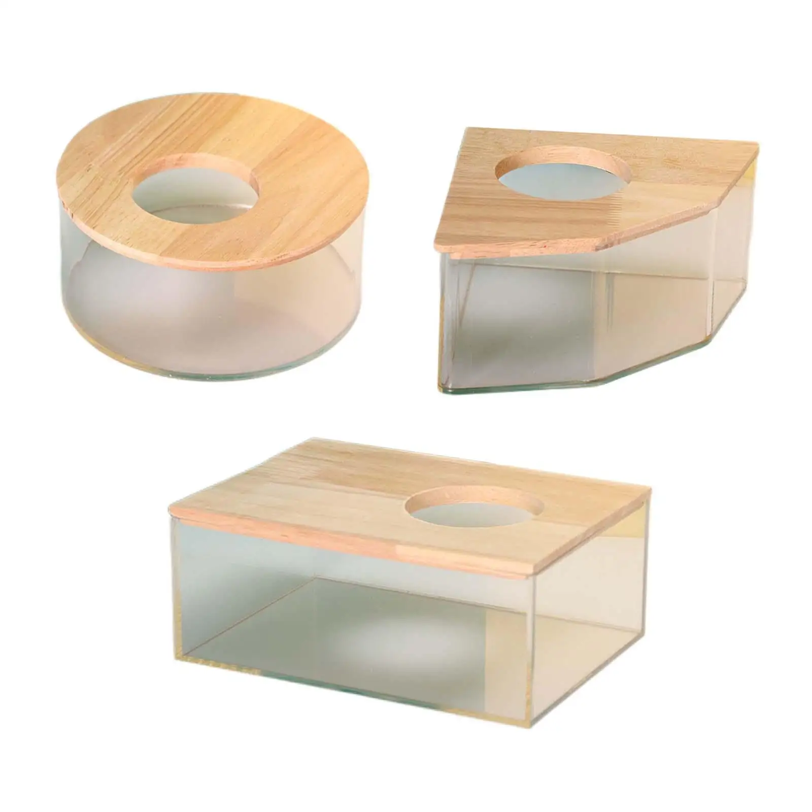 

Hamster Sand Bath Box Pet Bathroom Hamster Toilet Digging Sand Container with Wood Lid Bathtub for Small Animals Lemming Gerbils