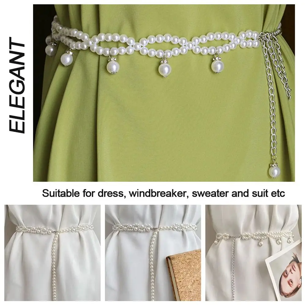 

Women Dress Wedding Waist Chain Slim Girdle Pearl Belt Waist Belt Waist Strap