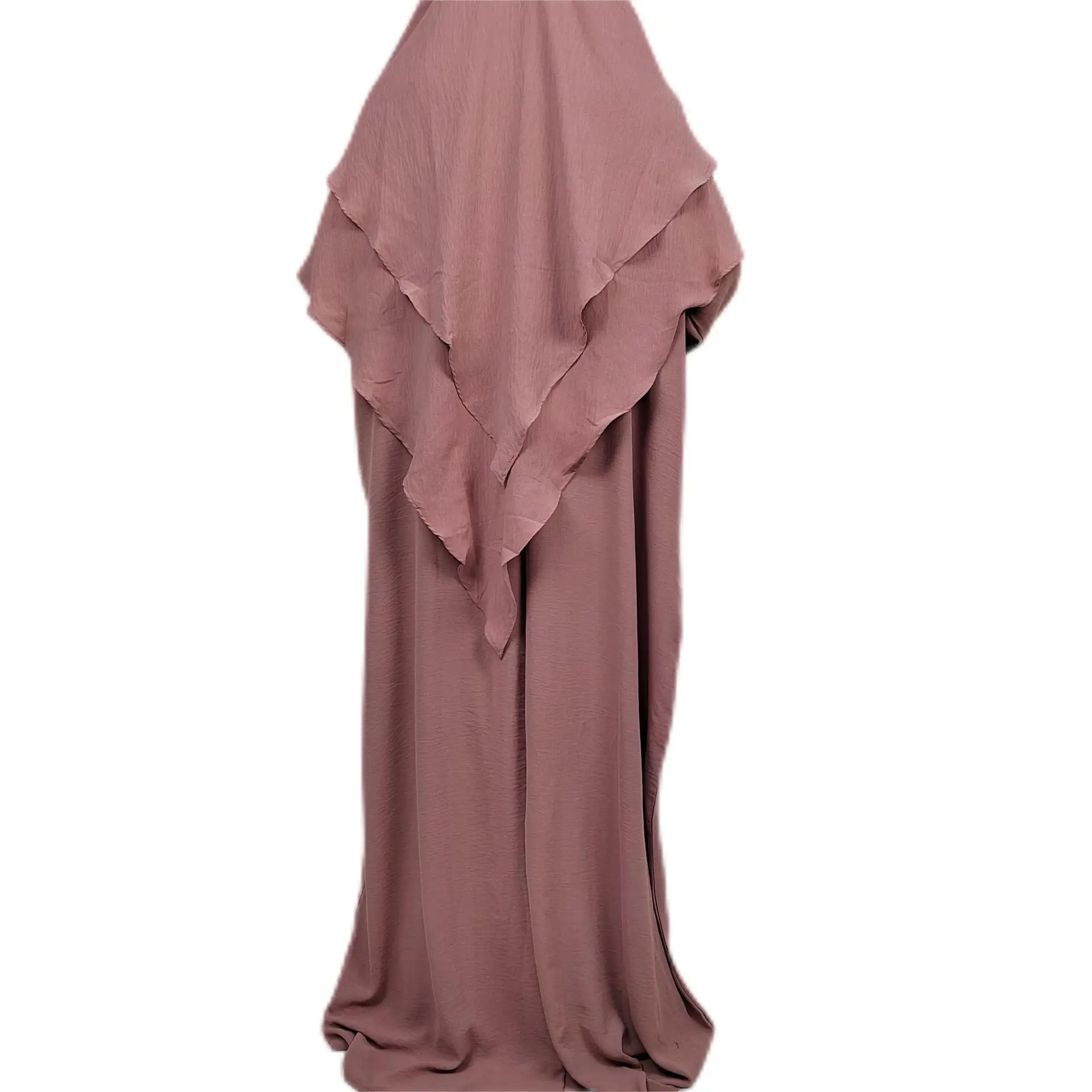 

Jilbab Prayer Clothes Women Ramadan Islamic Jilbeb 2 Piece Set Dubai Turkish Modest Outfit Layered Khimar Scarf Hijab+Long Dress
