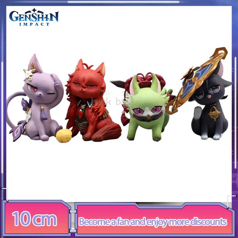 

10cm Genshin Impact Figure April Fools Day Cat Figure Keqing Wanderer Diluc Shinobu Cats Figurine Figurine Model Doll Toys