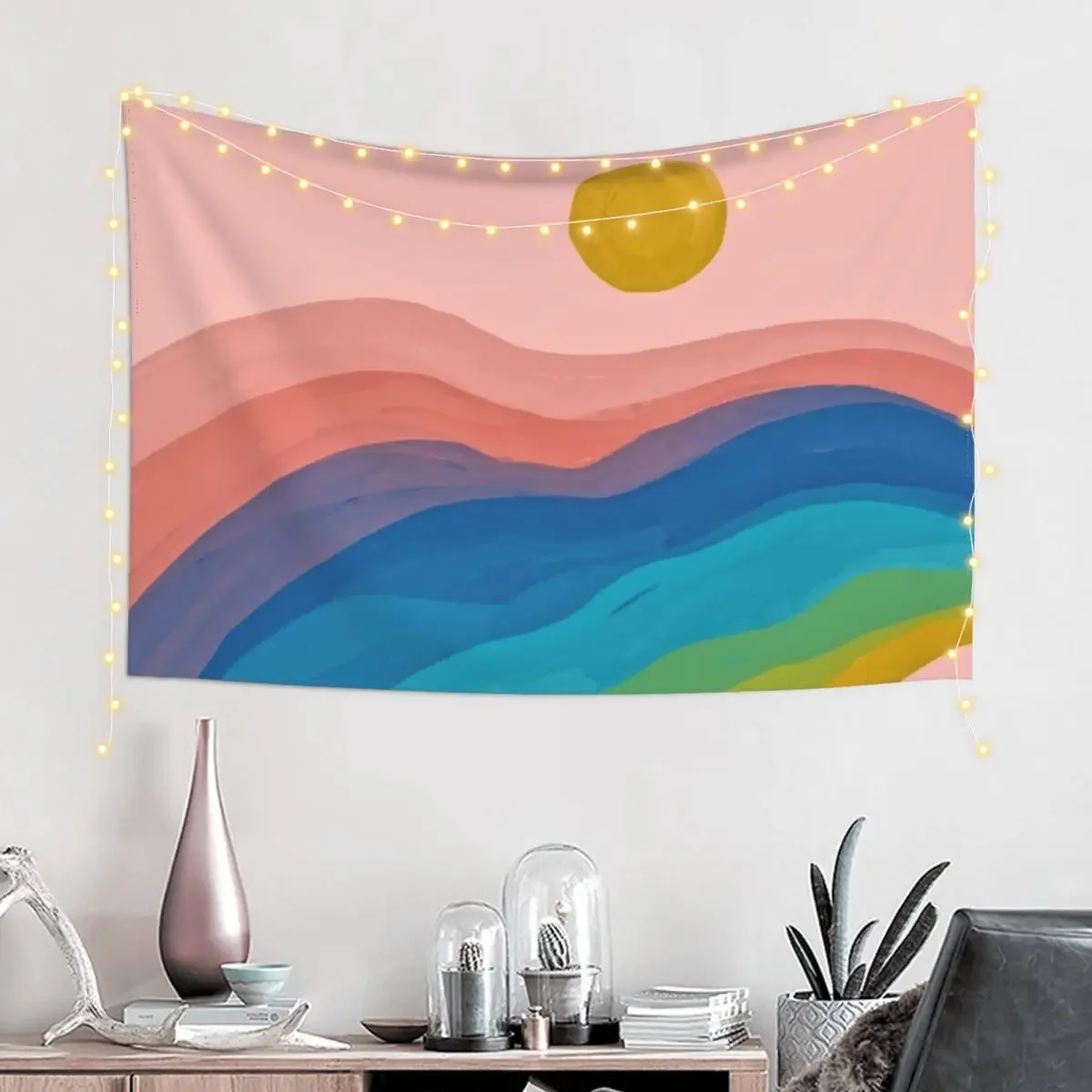 Счастливый цвет горный пейзаж - абстрактная художественная живопись гобелен