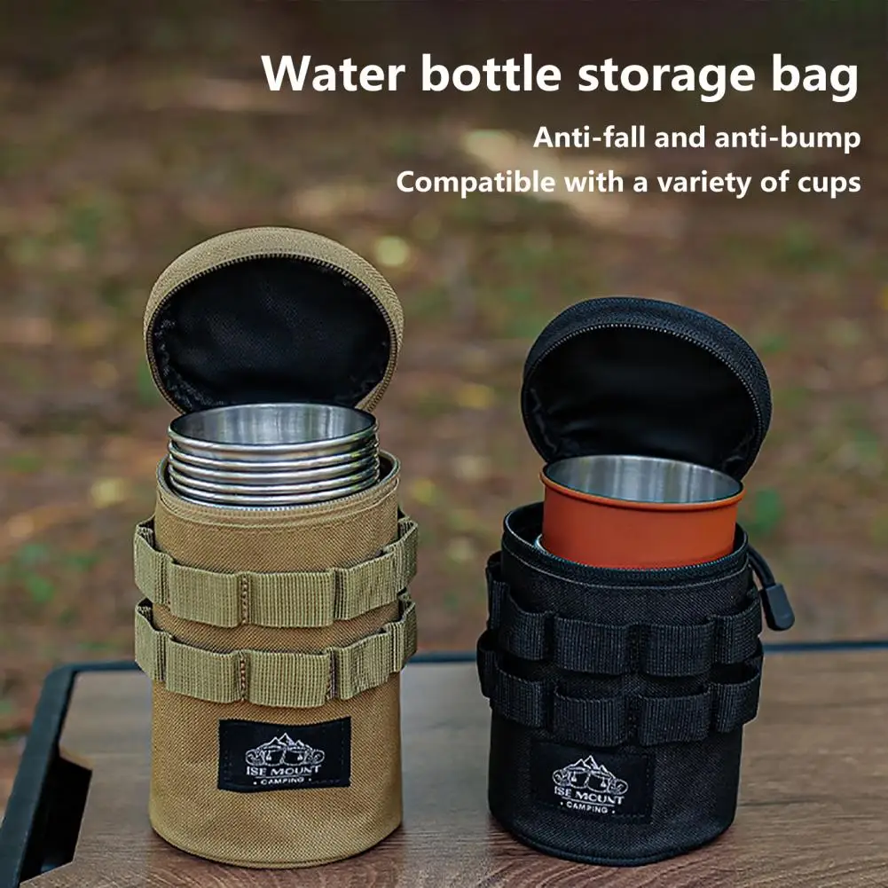 

Outdoor 600D Oxford Cloth Water Bottle Holder Snap Buckle Handle Water Cup Carrier Multi Hanging Holes Water Bottle Thermal Prot