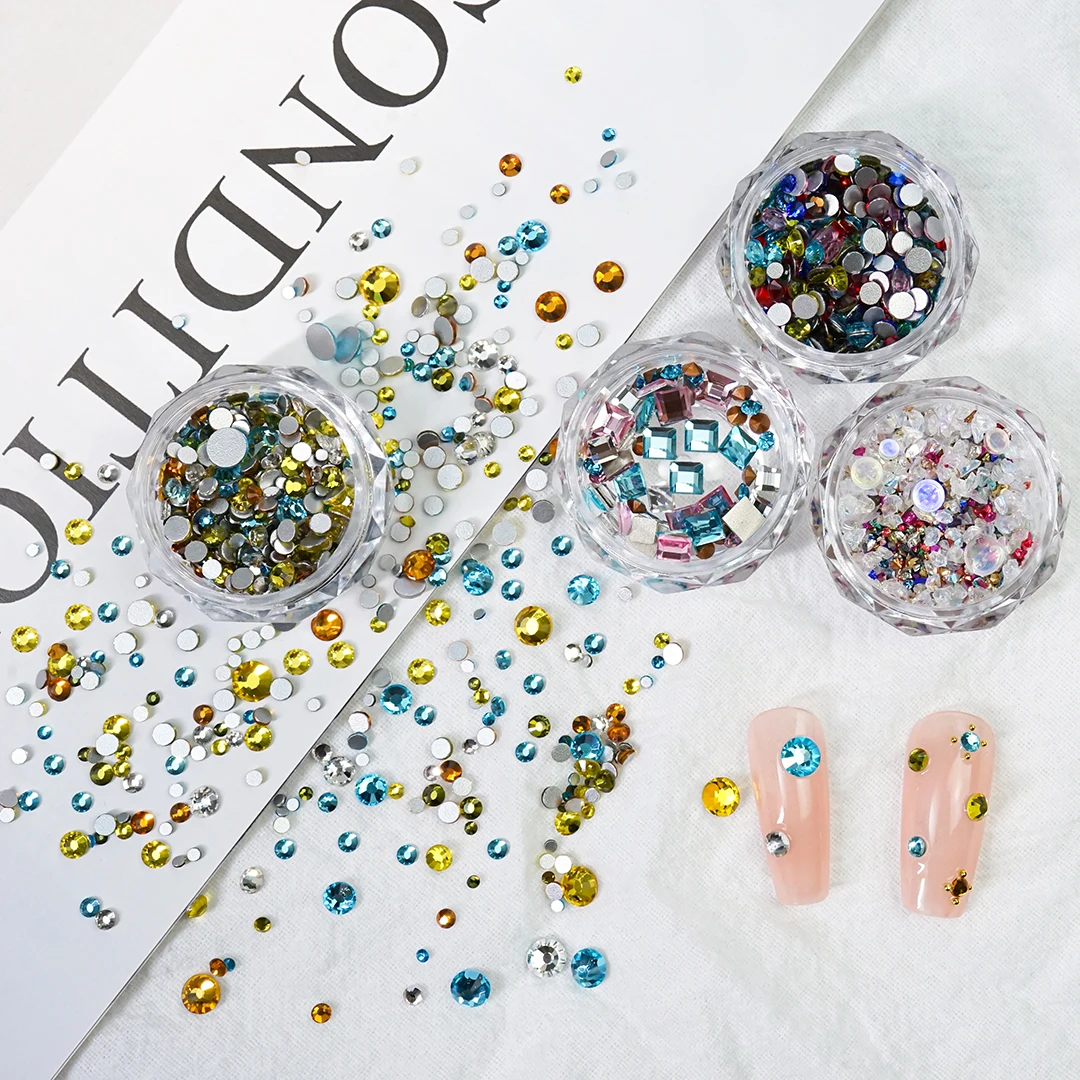 

Nail Crystal Flatback Glass Rhinestones Luxury Mixed Shaped Gems Heart Charms for Nails Art DIY Decoration Diamonds Manicure