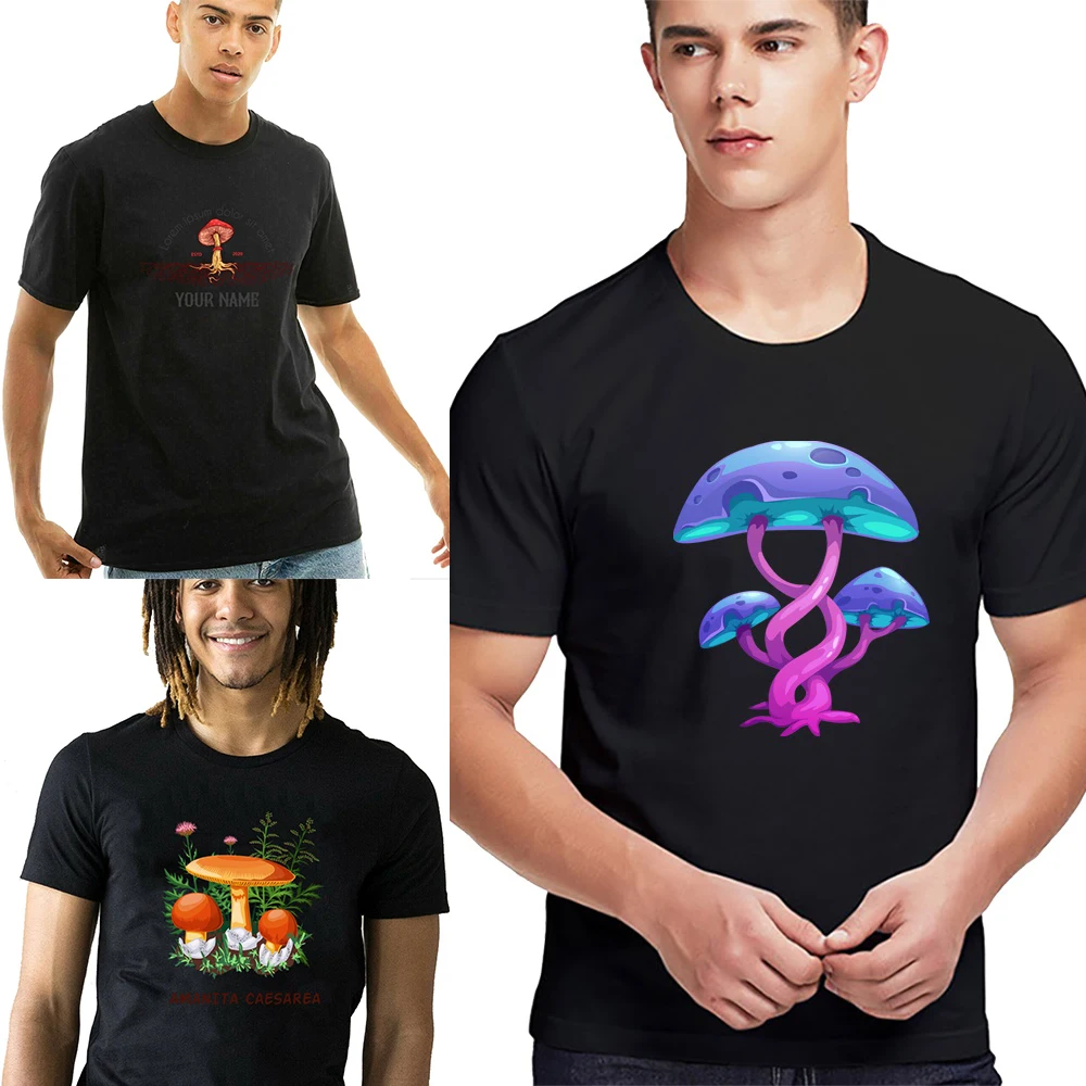 

Mushroom Print Men Summer Short Sleeve T-Shirt Casual O-Neck Pullover Fashion Brand Hot Sale T Shirt for Men Comfortable Top Tee