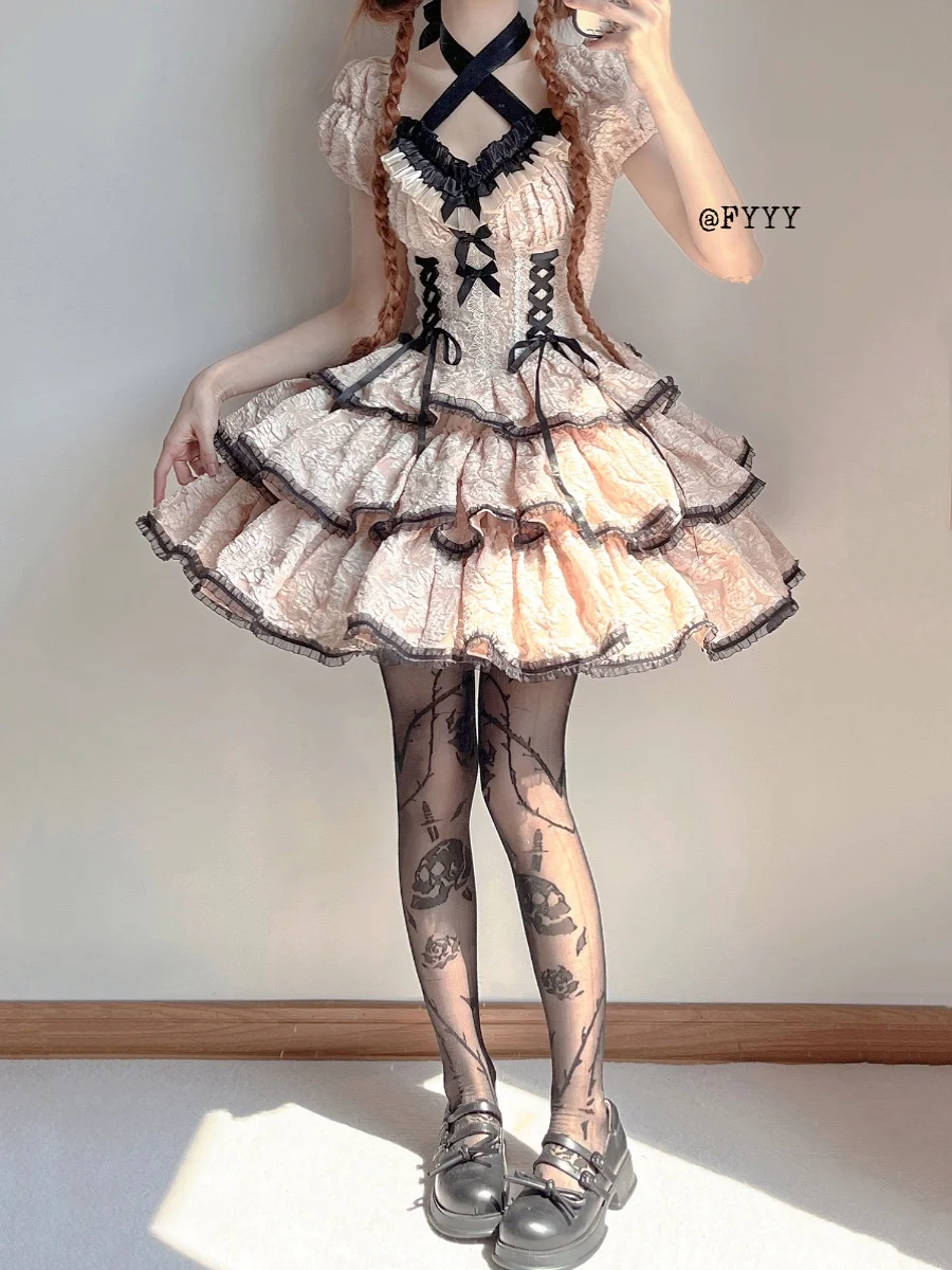 Оригинальное весенне-летнее платье в стиле &quotЛолита&quot женское приталенное