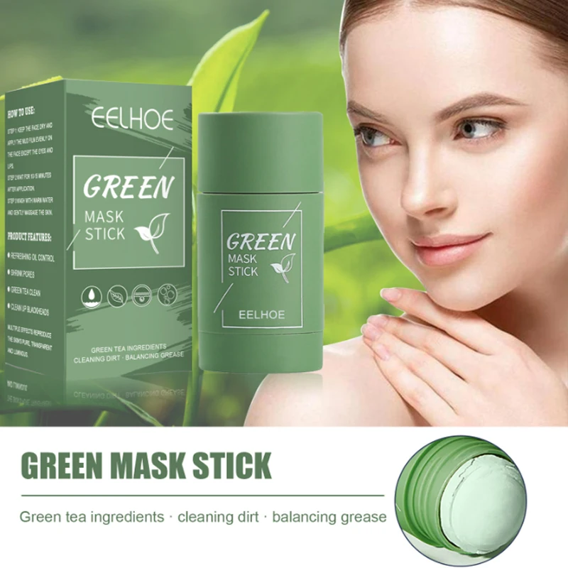 

Green Tea Mud Clean Face Mask Stick Blackhead Acne Remove Shrink Pore Moisturizing Hydrating Whitening Tools For Women Men 40g