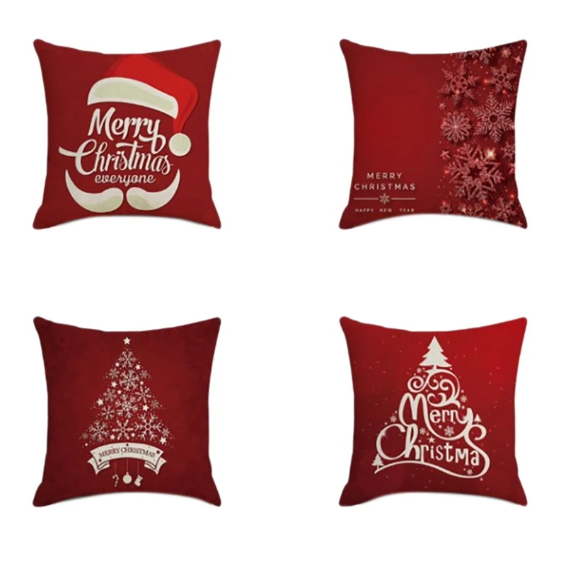 

Рождественская квадратная наволочка, домашний декор, льняные наволочки для подушек, наволочки для дивана, автомобиля, новогодний узор, пода...