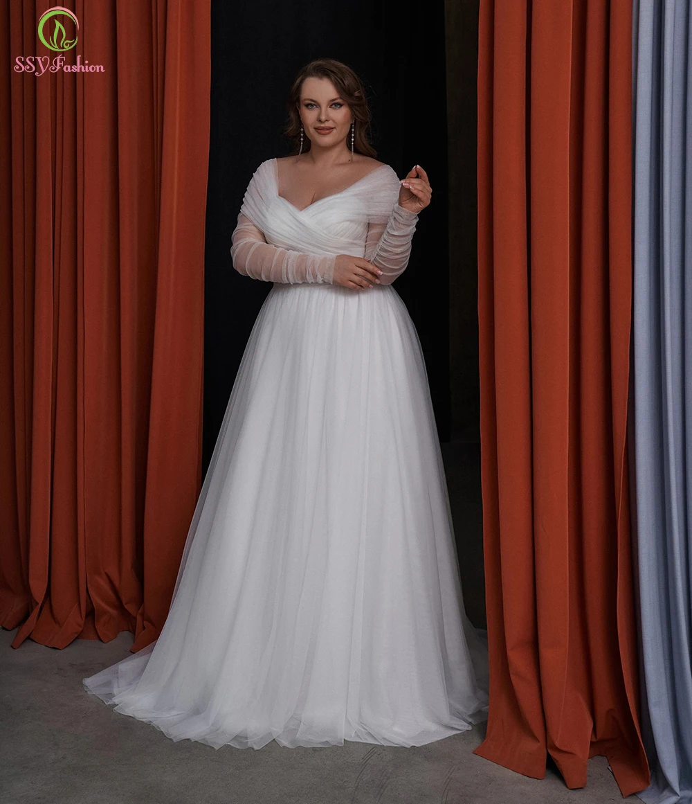 

Женское вечернее платье со шлейфом SSYFashion, белое простое пляжное платье-трапеция со съемными рукавами