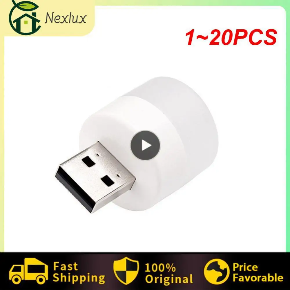

1~20PCS Night Light Mini LED Night Light USB Plug Lamp Power Bank Charging USB Book Lights Small Round Reading Eye Protection