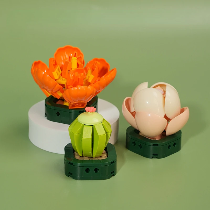 

MOC Building Blocks Flowers Creative Succulent Blossom Bonsai 3D Model Home Decoration Children's Assembly Toys for Girls Gifts