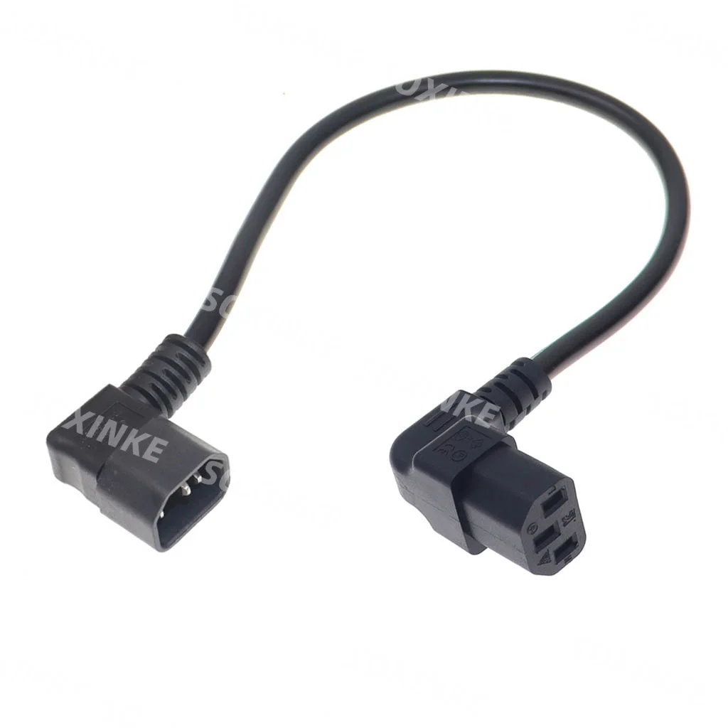 Фото Кабель питания переменного тока IEC 320 C13 (гнездо) под углом 90 градусов к C14 (штекер) с левым углом изгиба для компьютерных мониторов и принтеров, 0.3м/1фут №4