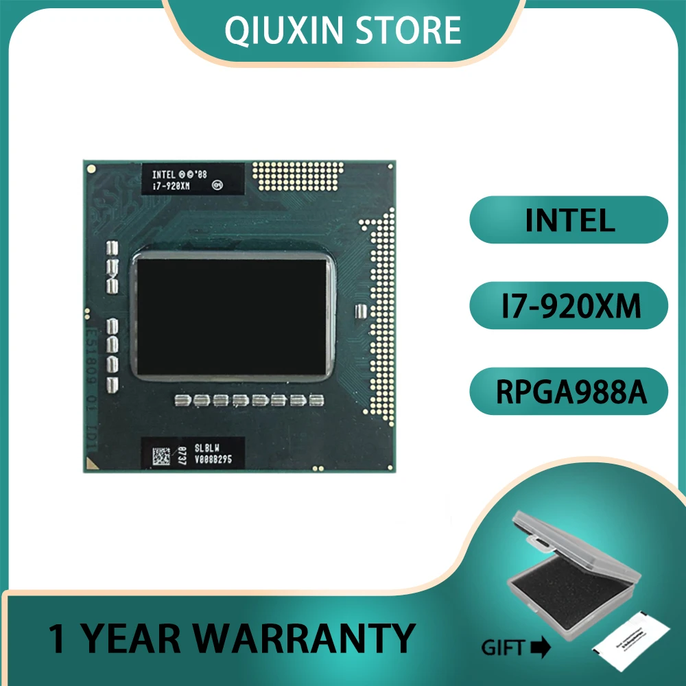 

Intel Core i7-920XM i7 920XM CPU 2.0 GHz Quad-Core Eight-Thread Processor 8M 55W Socket G1 / rPGA988A