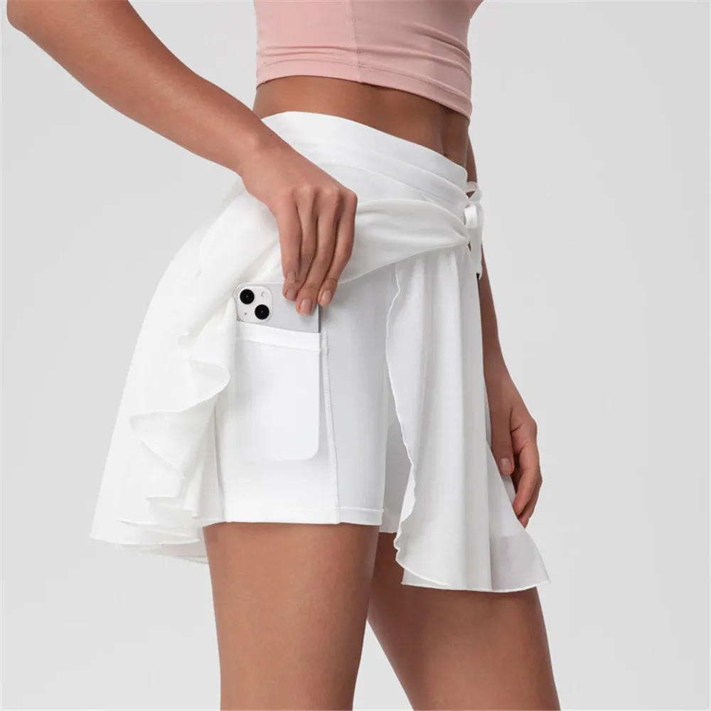 New Sports Tennis Mini Skirts Women's Summer Running Golf Volleyball Yoga Shorts High-Waist Mesh Breathable Fitness Dance Skorts