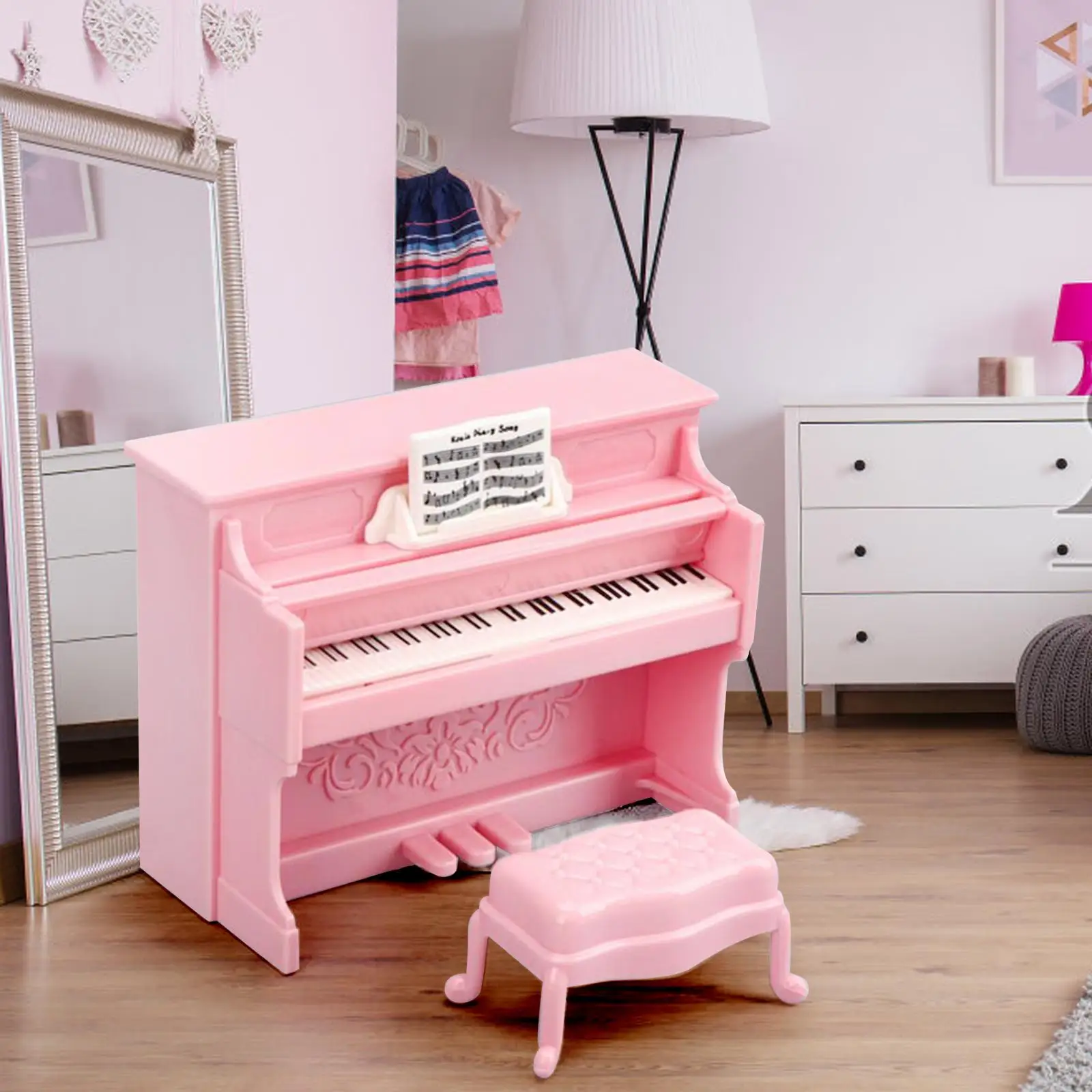 

Miniature Piano with Stool and Book for Landscape Decorations DIY Model Gift