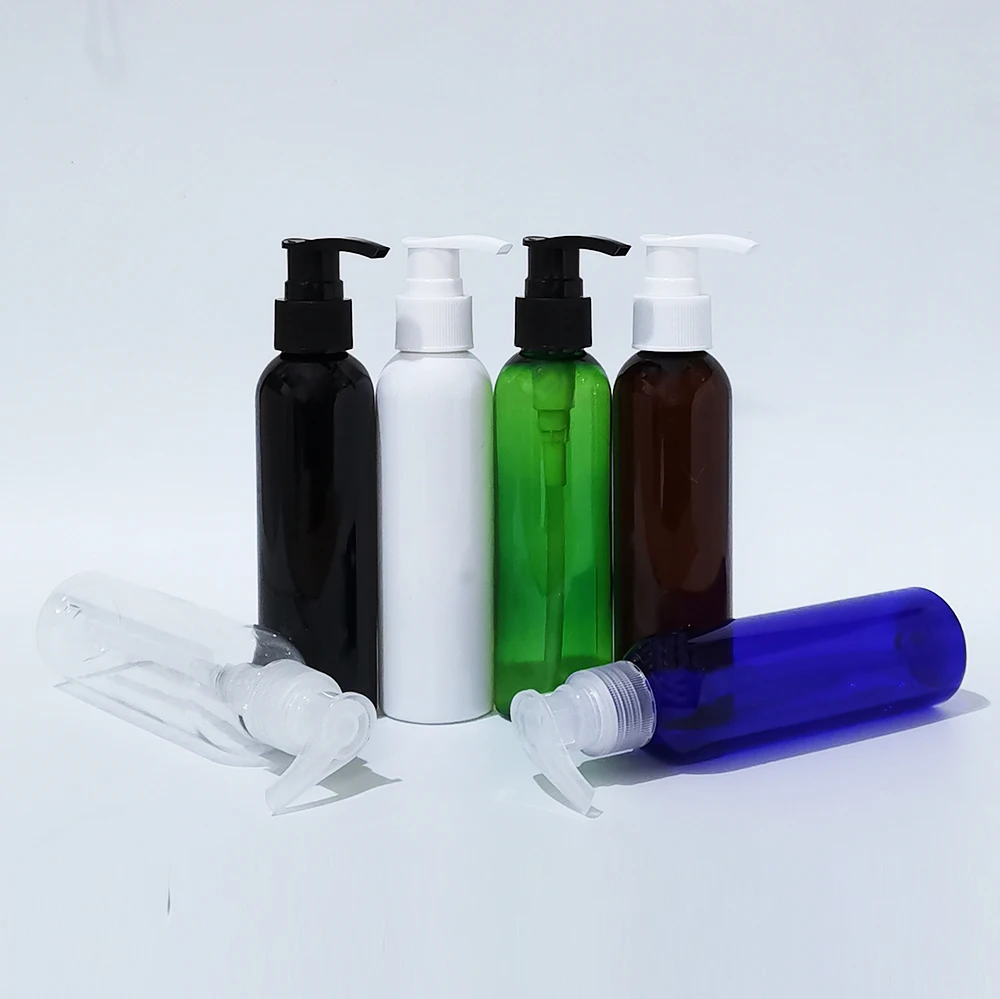 50pcs/lot 150ML White/Amber Lotion Pump Bottle,150cc Brown Clear Blue DIY Plastic Contaier,Shower Gel Cosmetic Packaging 5oz