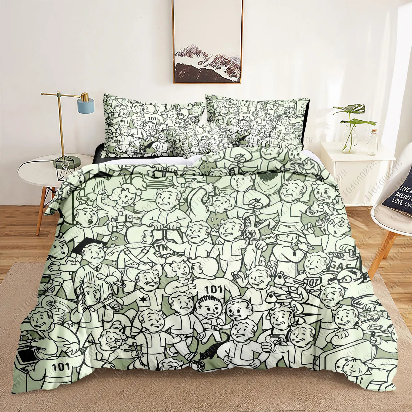 Комплекты постельного белья Fallout с 3D принтом пододеяльник для взрослых/детей