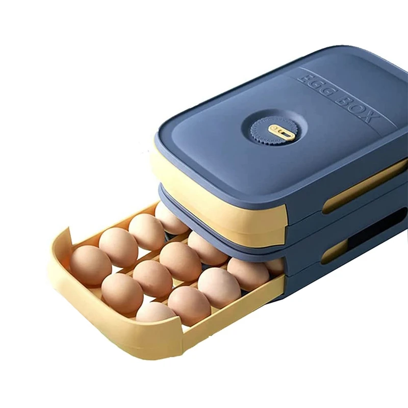 

2 Pack Egg Storage Box,Refrigerator Egg Trays Egg Holder Container with Date Reminder,for Kitchen Storage Tool