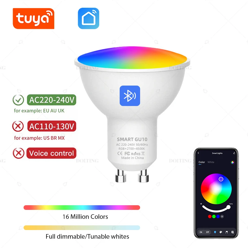 

DOITING Светодиодная лампа GU10 RGBW 220V