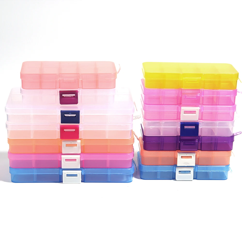 10/15 сеток пластиковая коробка для хранения ювелирных изделий регулируемые