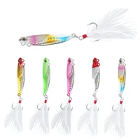 jotimann blood slot feather hook sequins baits fishing tackle 10g 15g 20g wobler fishing sea fish lure sinking rotating spoon