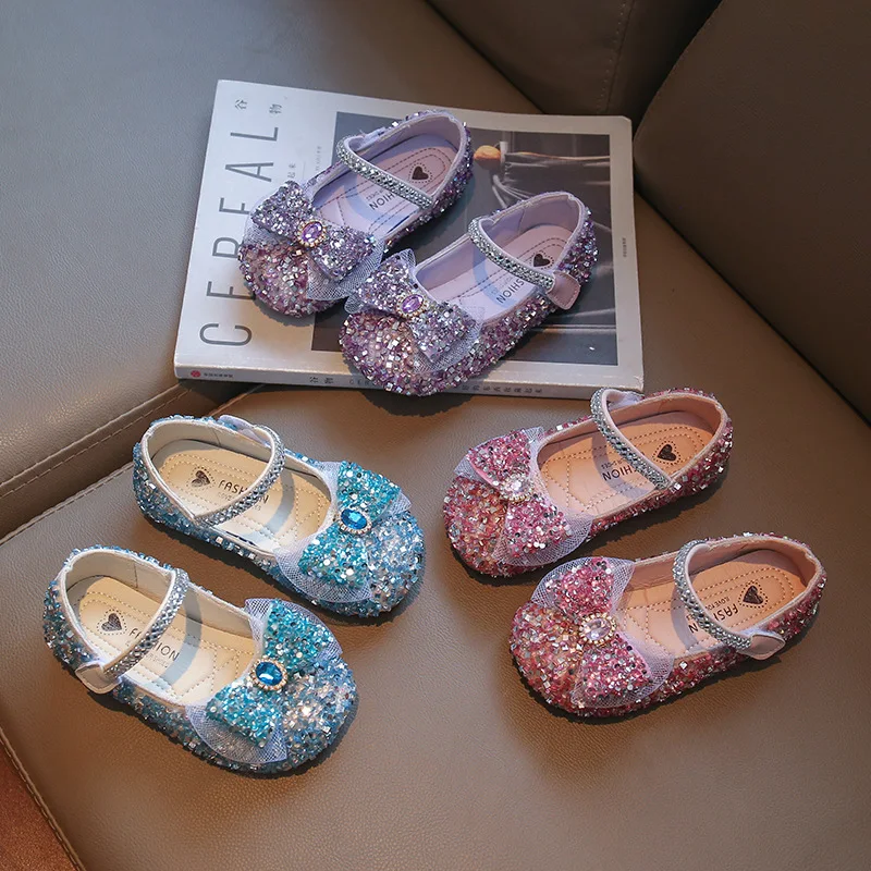 

Spring Autumn Children Princess Shoes Fashion Sequins Girls Baby Student Performance Shoes Soft Soles Non-slip Casual Kids Shoes