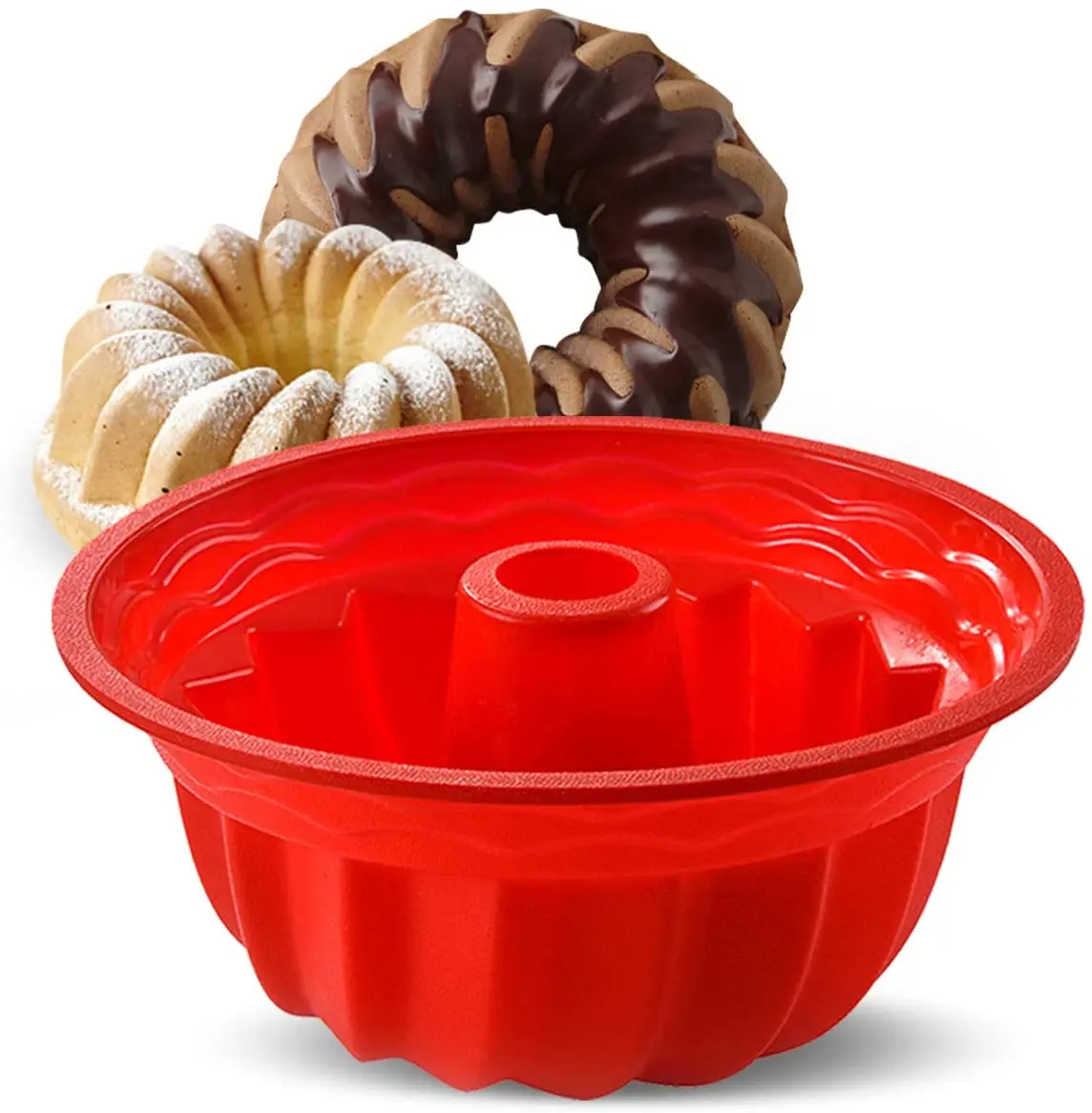 

silicone fluted cake baking pan european-grade lfgb top-level silicone round cake mold non-stick cake pan for jello gelatin brea