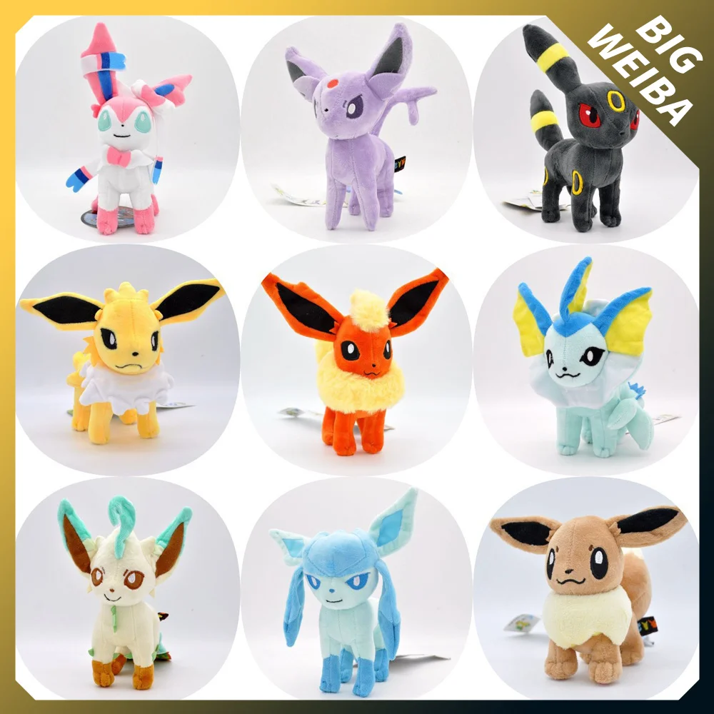 

10 видов стилей Pokemon 14-21 см огонь/вода/гром/лед/солнце/Фея/луна кавайные плюшевые куклы игрушки Рождество День рождения детский подарок