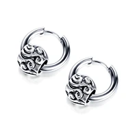 hip hop titanium steel earrings simple circle geometry retro variety of stud earrings mens jewelry