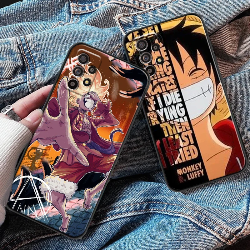 

NARUTO ONE PIECE For Samsung A52 A72 4G 5G Phone Case Liquid Silicon Carcasa Soft Back Black Silicone Cover