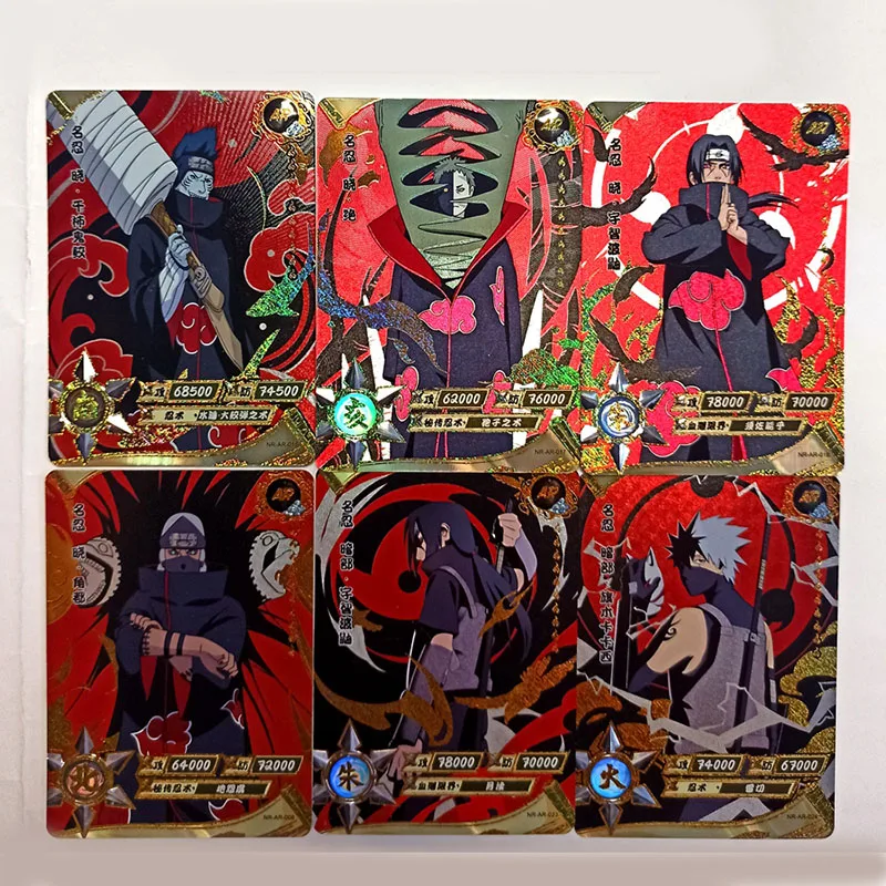 Полный комплект карт Naruto AR Akatsuki 24pc No.001-024 Uchiha Itachi Sasuke аниме Flash Gold Cards Hoshigaki Kisame -