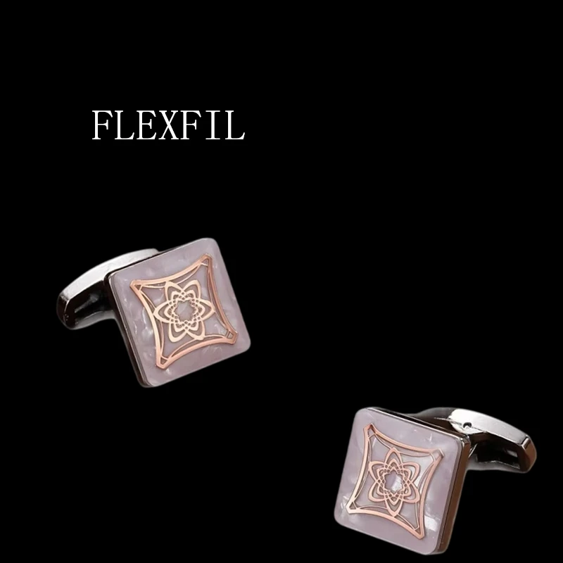 Фото Роскошные запонки FLEXFIL для мужских рубашек, брендовые кнопки для запонок, высококачественные квадратные запонки для свадьбы, ювелирные изделия.