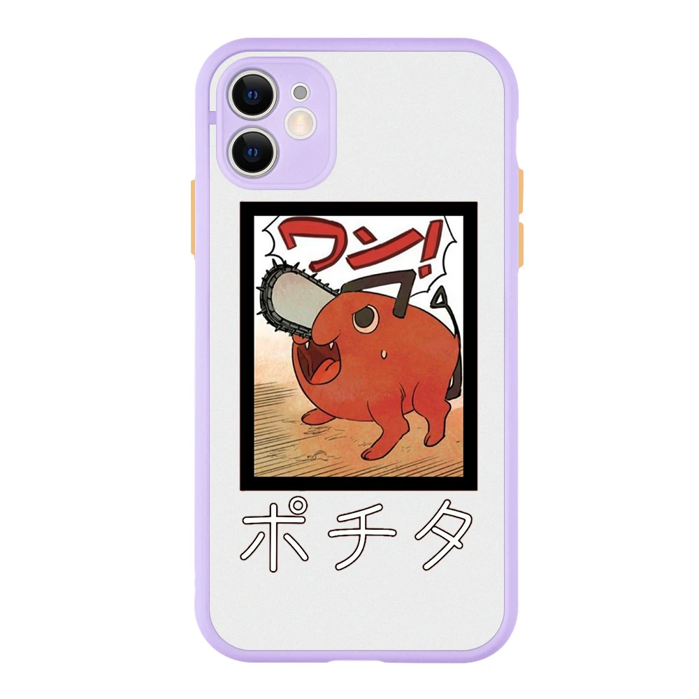 

Chainsaw Man Phone Case Cover for iphone 14 13 12 11 Pro Max 7 8 Plus Coque Bag X XS Max Purple Hard PC Frosted Shockproof Shell